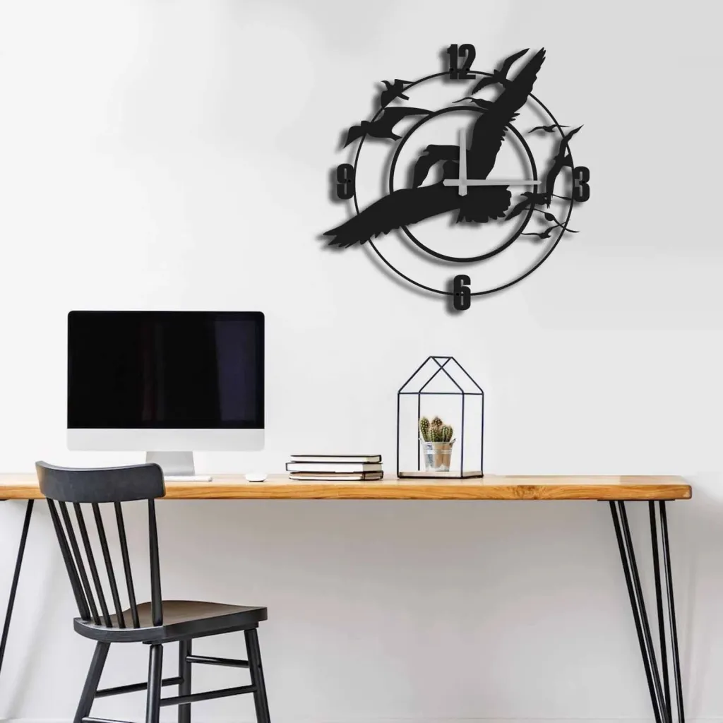 Orë muri dekorative prej metali, Wallity, MTS - 008, e zezë, 49x49cm - 1