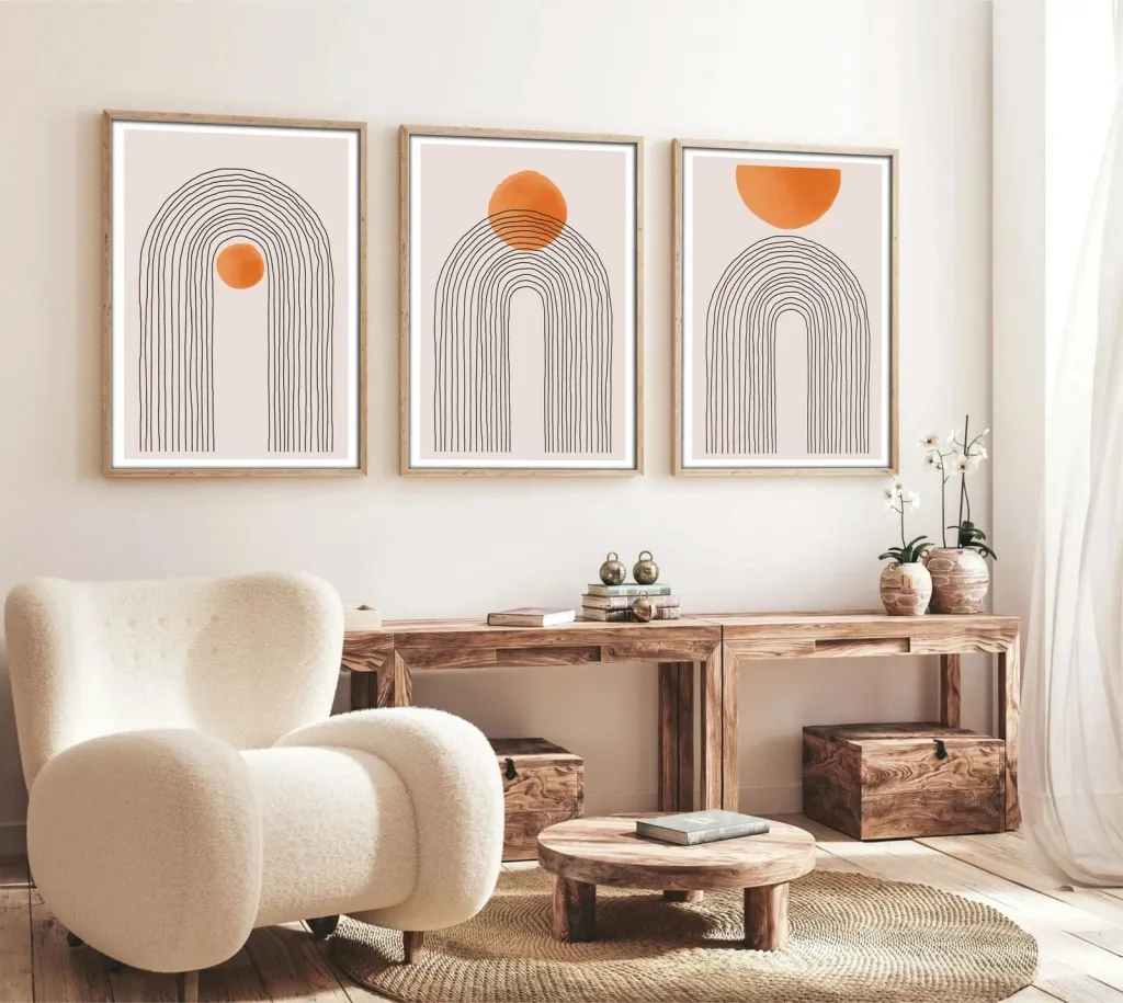 Pikturë dekorative me kornizë, 3 copë, MDF, Wallity, Huhu133, 20x30cm - 1