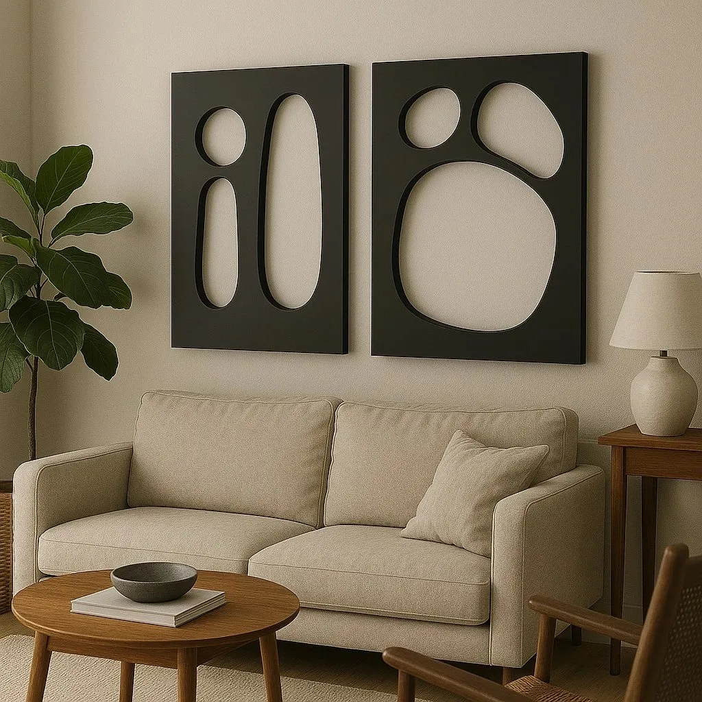Pikturë dekorative MDF (2 copë), Wallity, e zezë, 40x60cm - 1