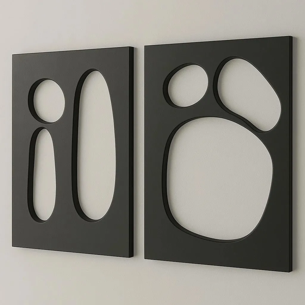 Pikturë dekorative MDF (2 copë), Wallity, e zezë, 40x60cm - 2
