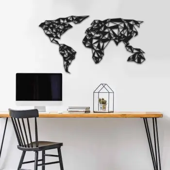 Aksesor dekorativ metalik për mur Wallity, MT - 018, ngjyrë e zezë, 87x47cm