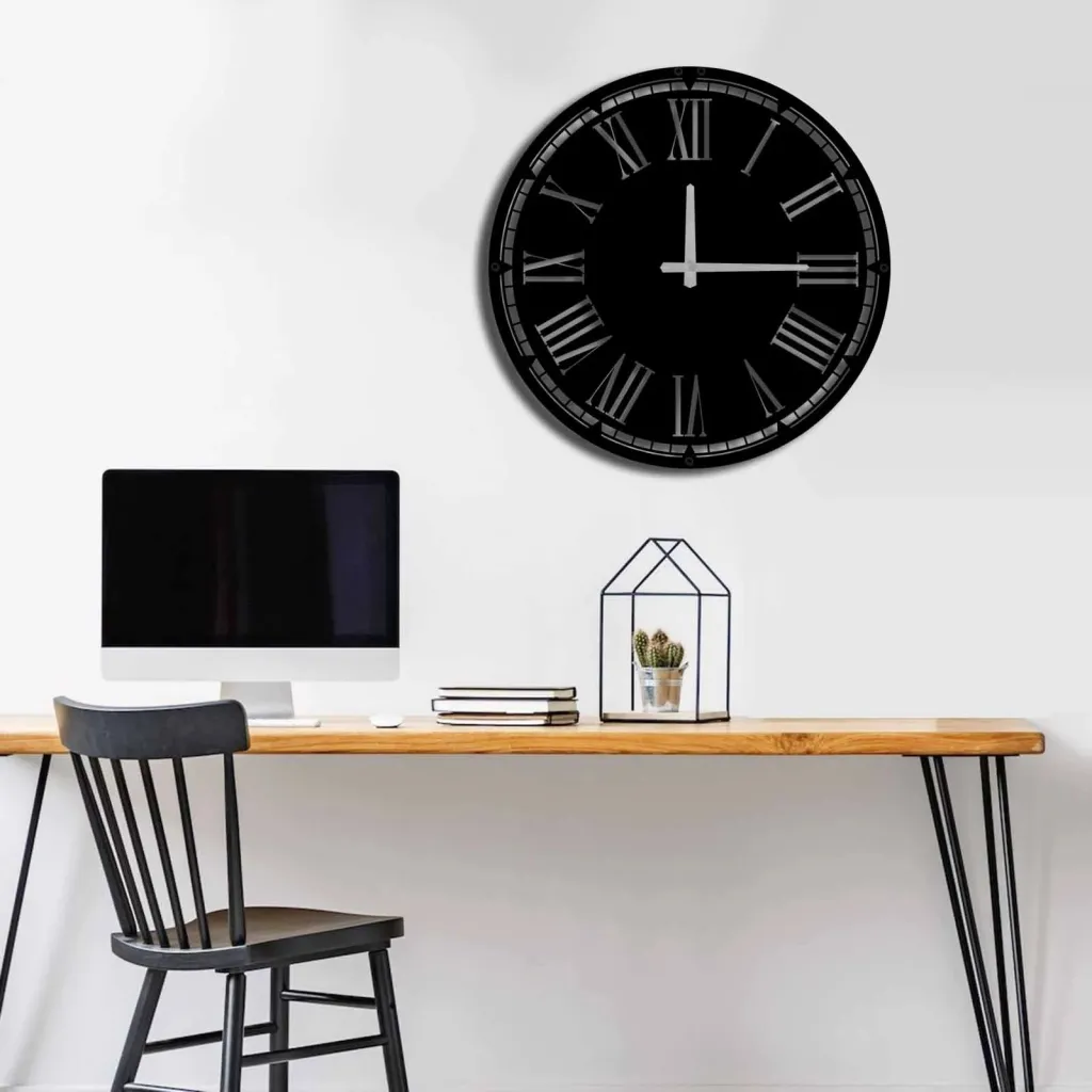 Orë muri dekorative metalike Wallity, MTS - 007, e zezë, 49x49cm - 1