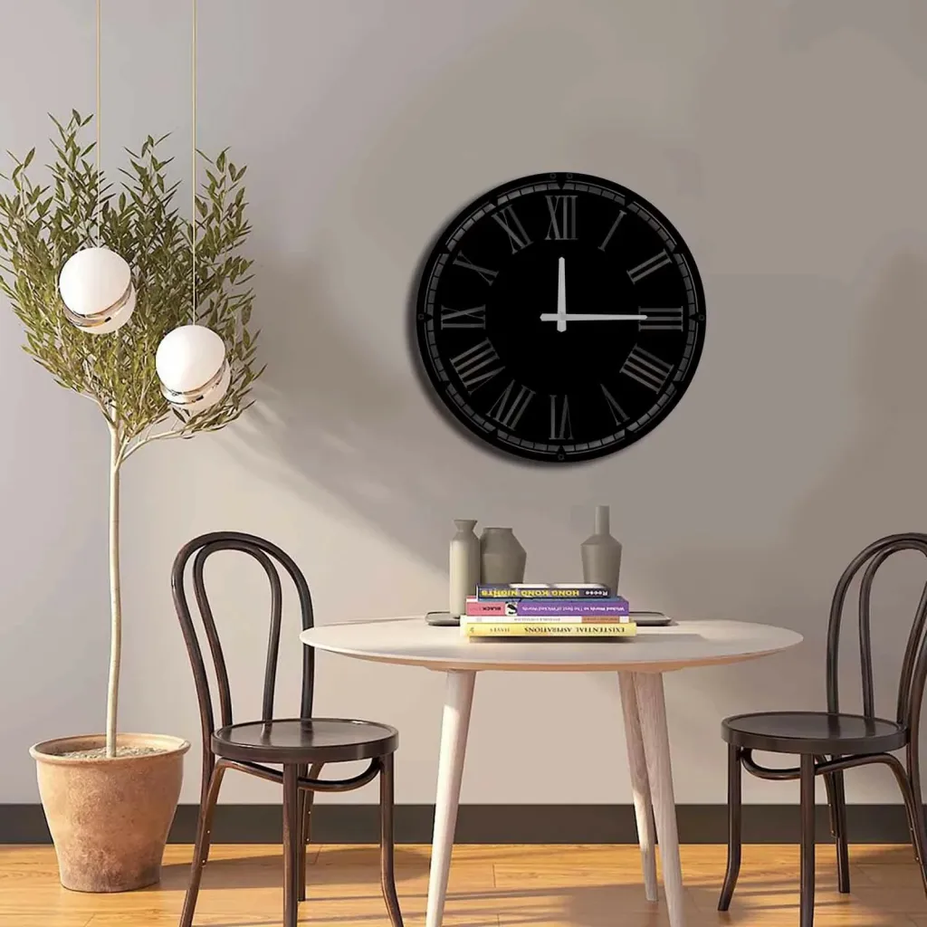 Orë muri dekorative metalike Wallity, MTS - 007, e zezë, 49x49cm - 2