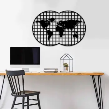 Aksesor dekorativ metalik për mur Wallity, MT - 020, ngjyrë e zezë, 74x49cm