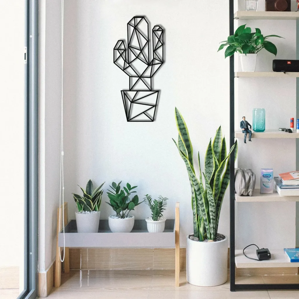 Dekor metalik për mur, kaktus, Wallity, ngjyrë e zezë, 26x55cm - 1