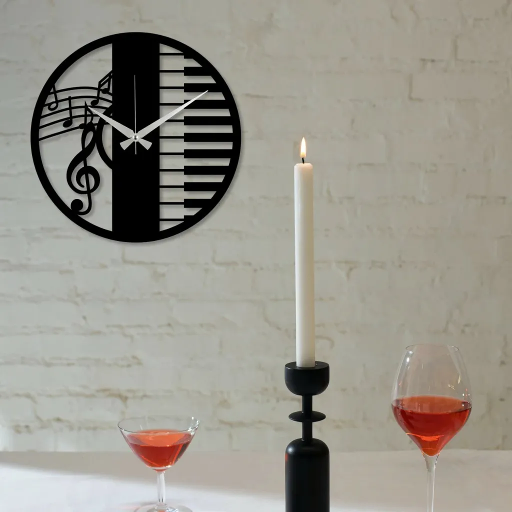 Orë muri dekorative prej metali, Wallity Enzoclock - S008, e zezë, 48x48cm - 1