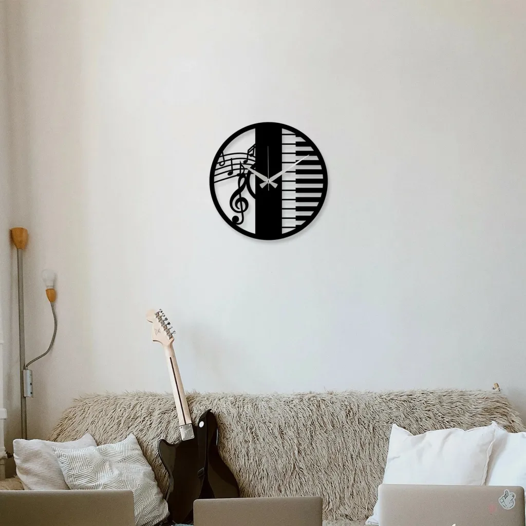 Orë muri dekorative prej metali, Wallity Enzoclock - S008, e zezë, 48x48cm - 3