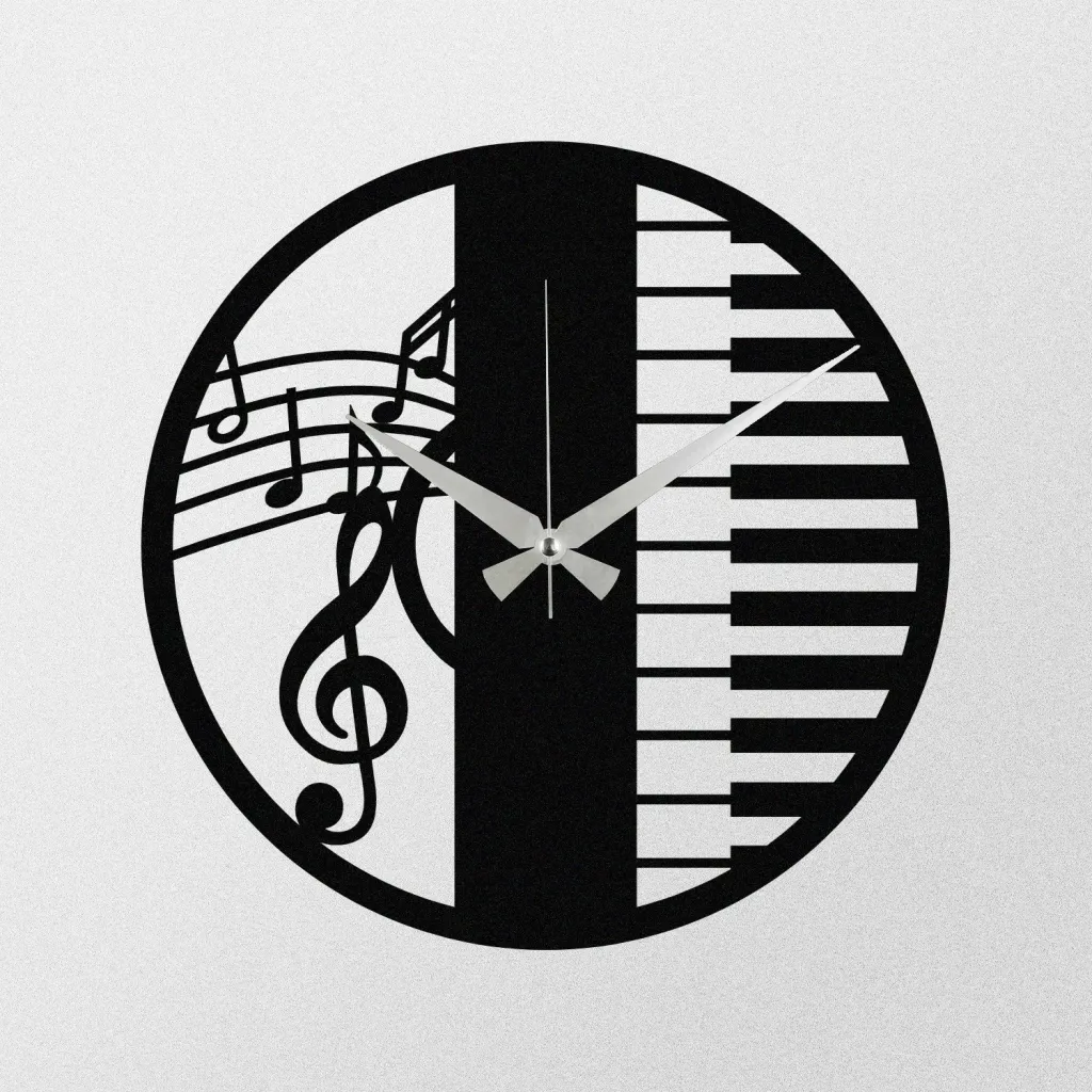 Orë muri dekorative prej metali, Wallity Enzoclock - S008, e zezë, 48x48cm - 4
