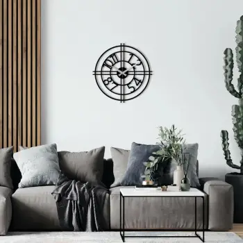 Orë muri dekorative prej metali, Wallity Enzoclock - S010, e zezë, 48x48cm