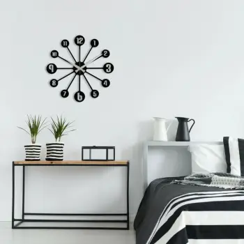 Orë muri dekorative prej metali, Wallity Enzoclock - S014, e zezë, 48x48cm