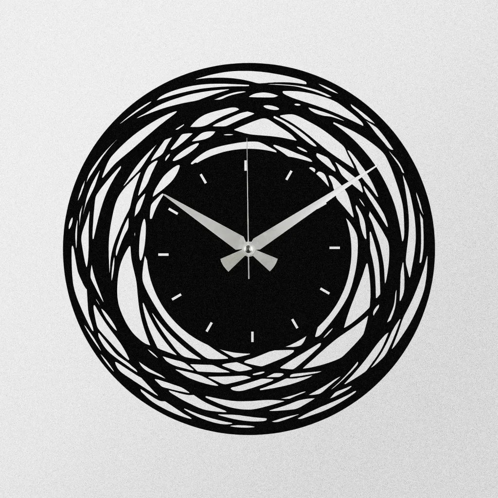 Orë muri dekorative metalike Wallity, Enzoclock - S022, e zezë, 48x48cm - 4