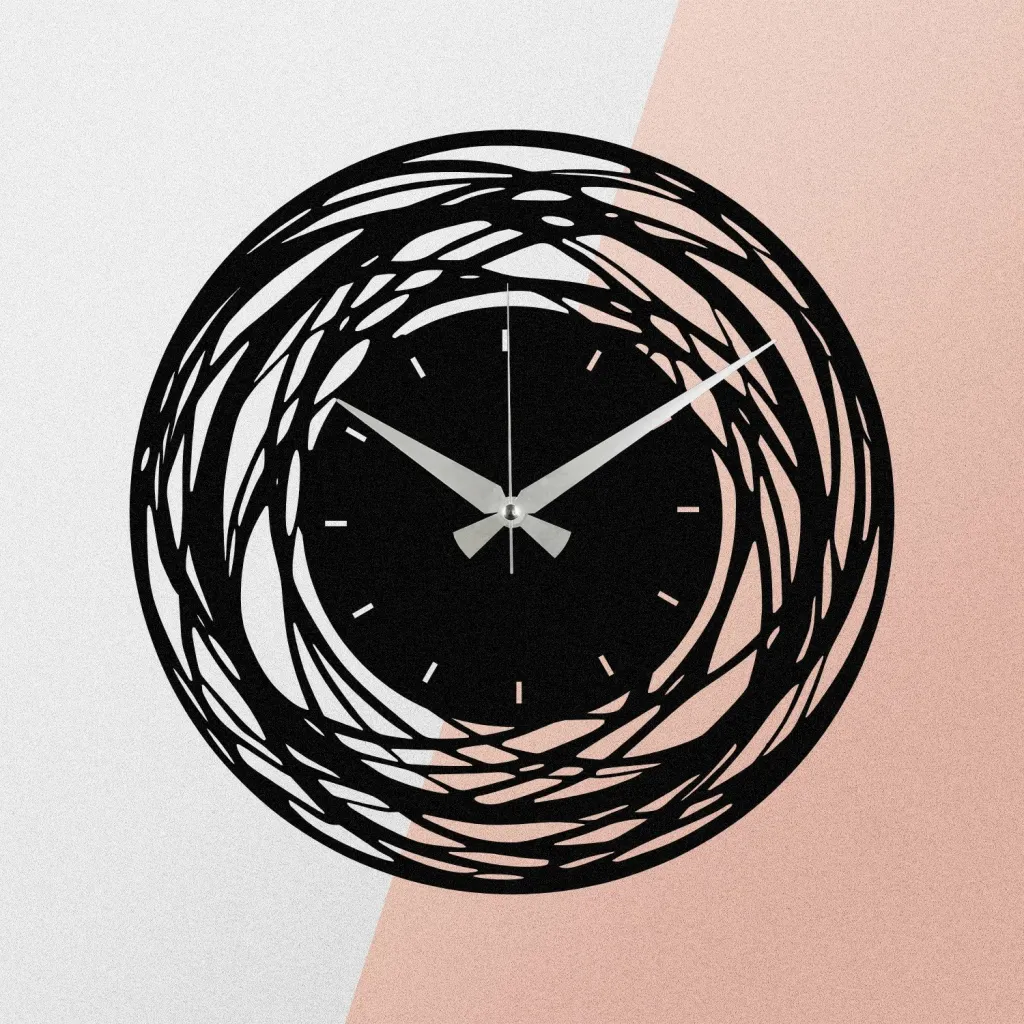 Orë muri dekorative metalike Wallity, Enzoclock - S022, e zezë, 48x48cm - 5