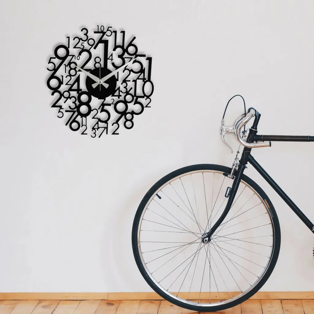 Orë muri dekorative prej metali, Wallity Enzoclock - S019, e zezë, 48x48cm - 3