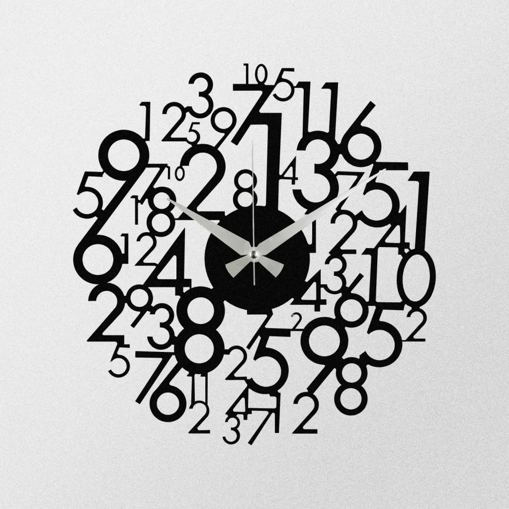 Orë muri dekorative prej metali, Wallity Enzoclock - S019, e zezë, 48x48cm - 4