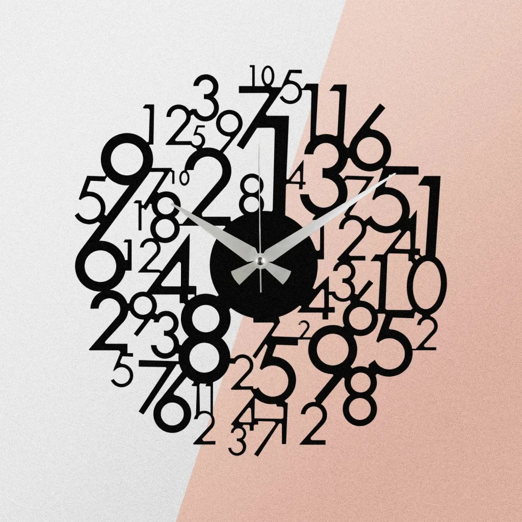 Orë muri dekorative prej metali, Wallity Enzoclock - S019, e zezë, 48x48cm - 5