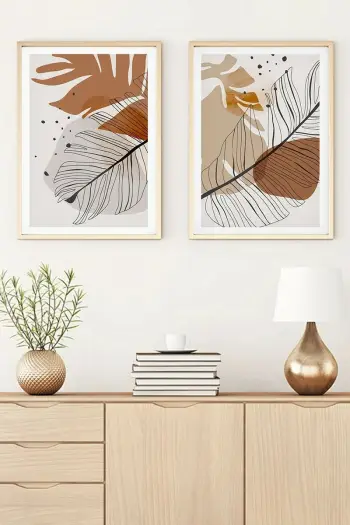 Set pikturash dekorative me kornizë, MDF, shumëngjyrëshe, Wallity, Huhu36, 30x40cm (2 copë)