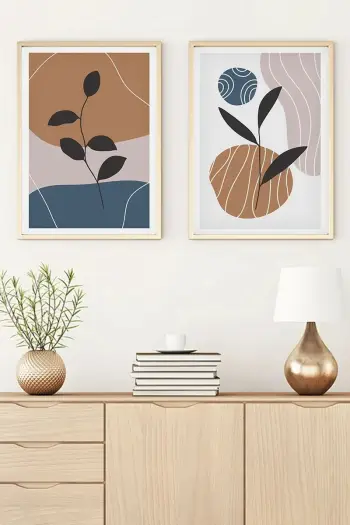 Pikturë dekorative me kornizë, MDF, shumëngjyrëshe, set prej 2 copash, Wallity, Huhu40, 30x40cm