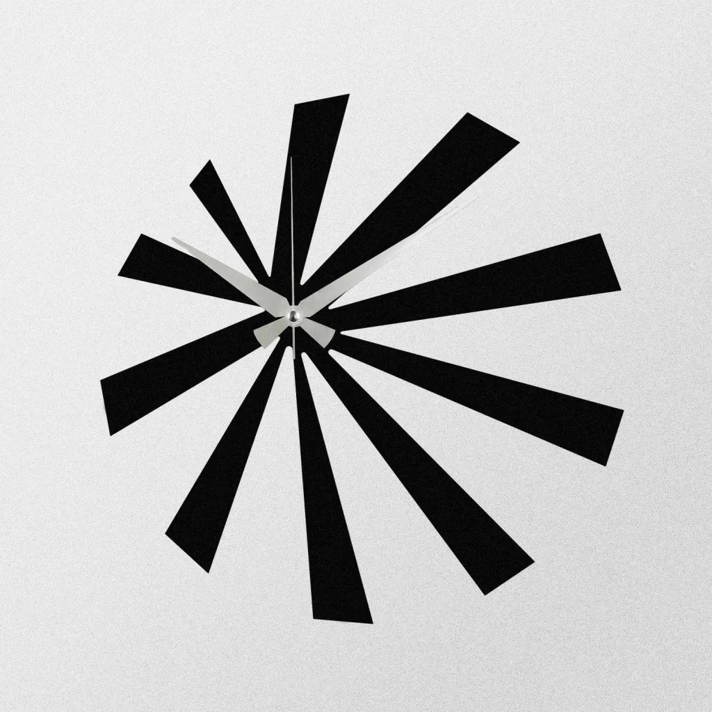 Orë muri dekorative prej metali, Wallity Enzoclock - S024, e zezë, 48x48cm - 4