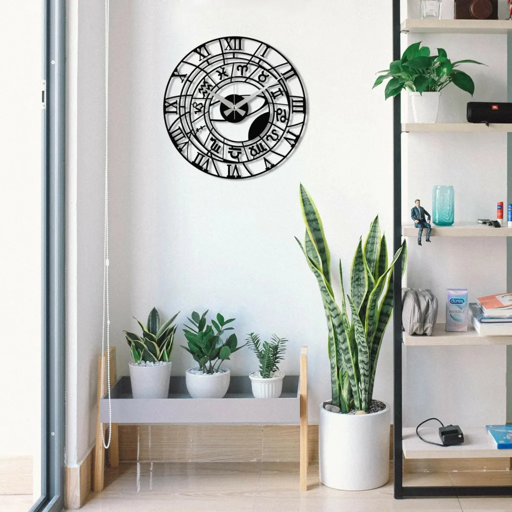 Orë muri dekorative prej metali, Wallity Enzoclock - S025, e zezë, 48x48cm - 3