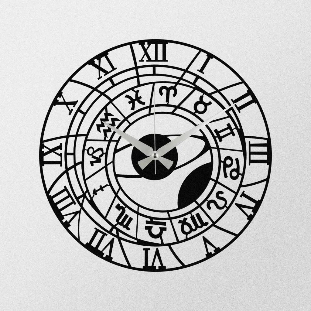 Orë muri dekorative prej metali, Wallity Enzoclock - S025, e zezë, 48x48cm - 4