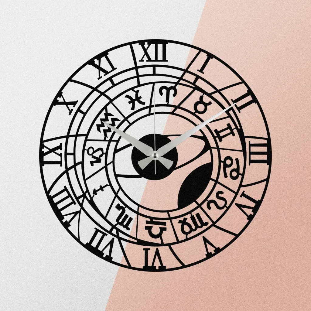 Orë muri dekorative prej metali, Wallity Enzoclock - S025, e zezë, 48x48cm - 5