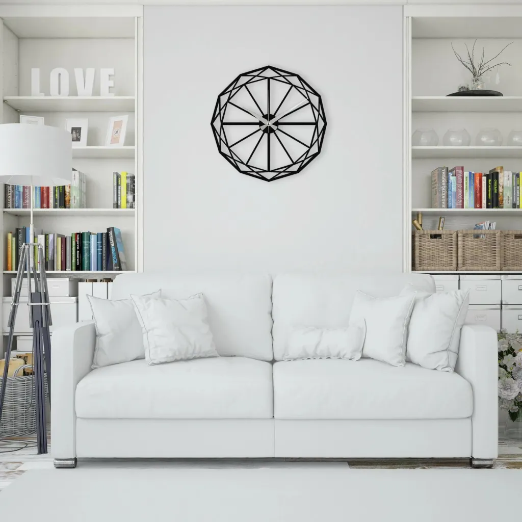 Orë muri dekorative prej metali, Wallity Enzoclock - S013, e zezë, 48x48cm - 2