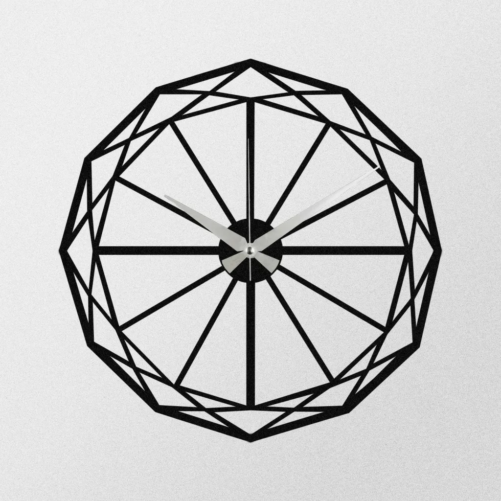 Orë muri dekorative prej metali, Wallity Enzoclock - S013, e zezë, 48x48cm - 4