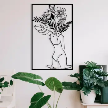 Aksesor dekorativ metalik për mur, Wallity, Gupse, ngjyrë e zezë, 38x61cm