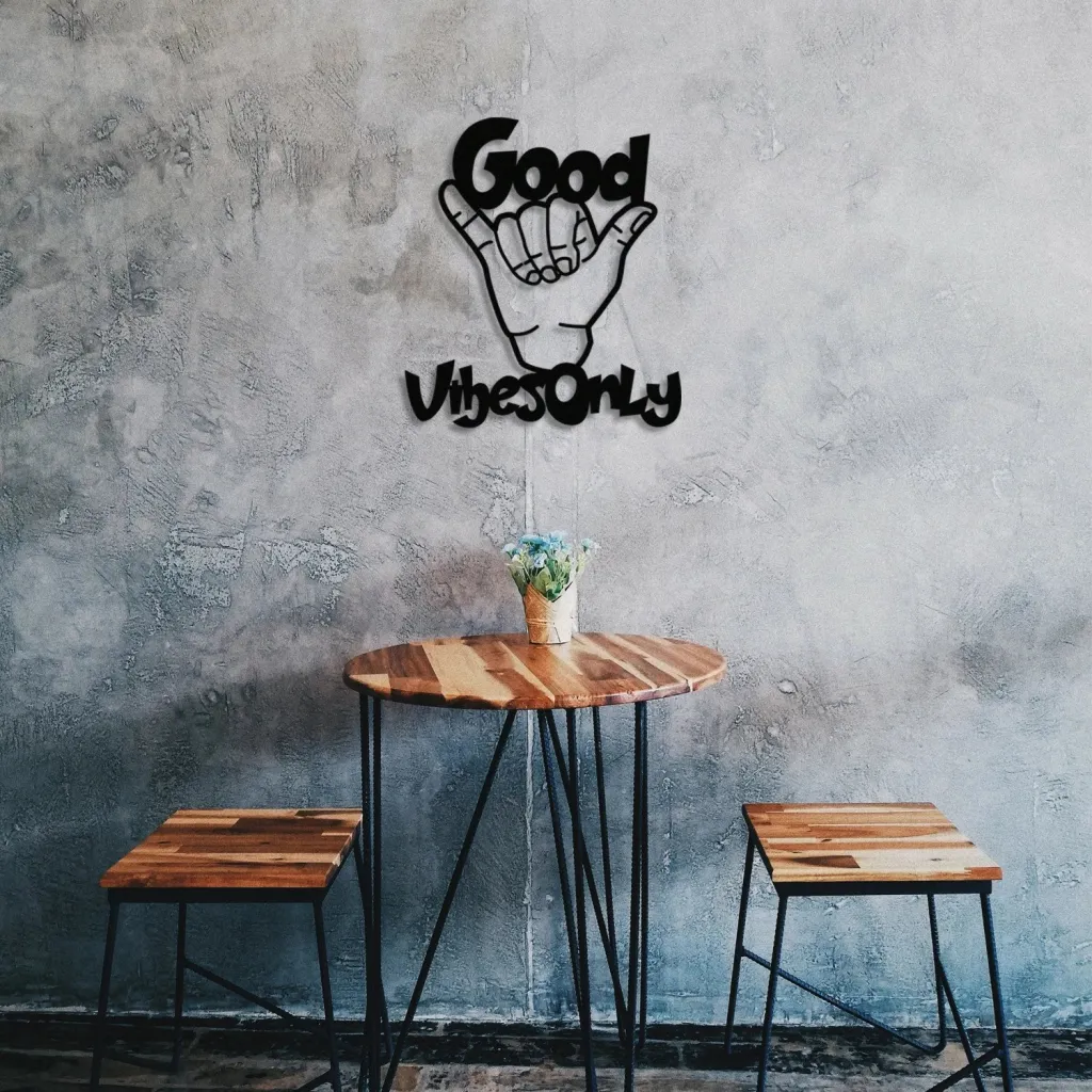 Aksesor dekorativ metalik për mur, Wallity, Good Vibes Only - 3