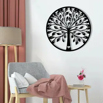 Aksesor dekorativ metalik për mur Wallity, Sadi, ngjyrë e zezë, 58x58cm