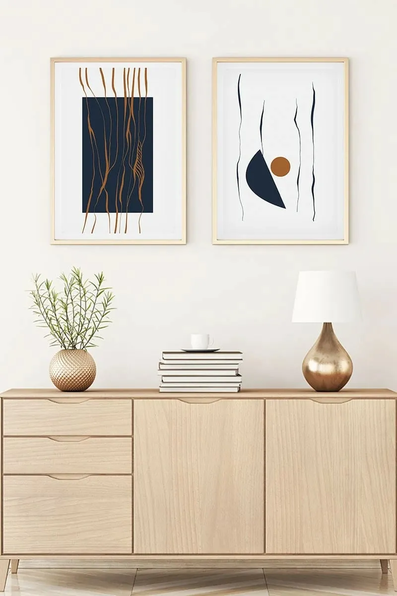 Pikturë dekorative me kornizë, 2 copë, MDF, Wallity, Huhu108, 50x35cm - 1