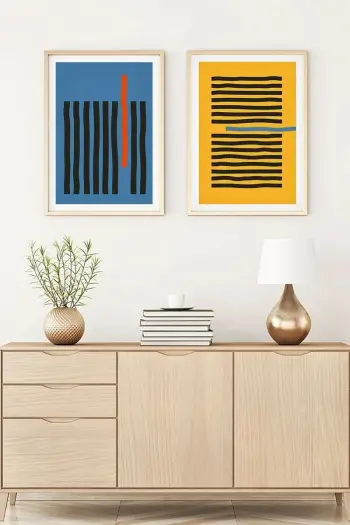 Pikturë dekorative me kornizë, MDF, 2 copë, shumëngjyrëshe, Wallity, Huhu128, 50x35cm