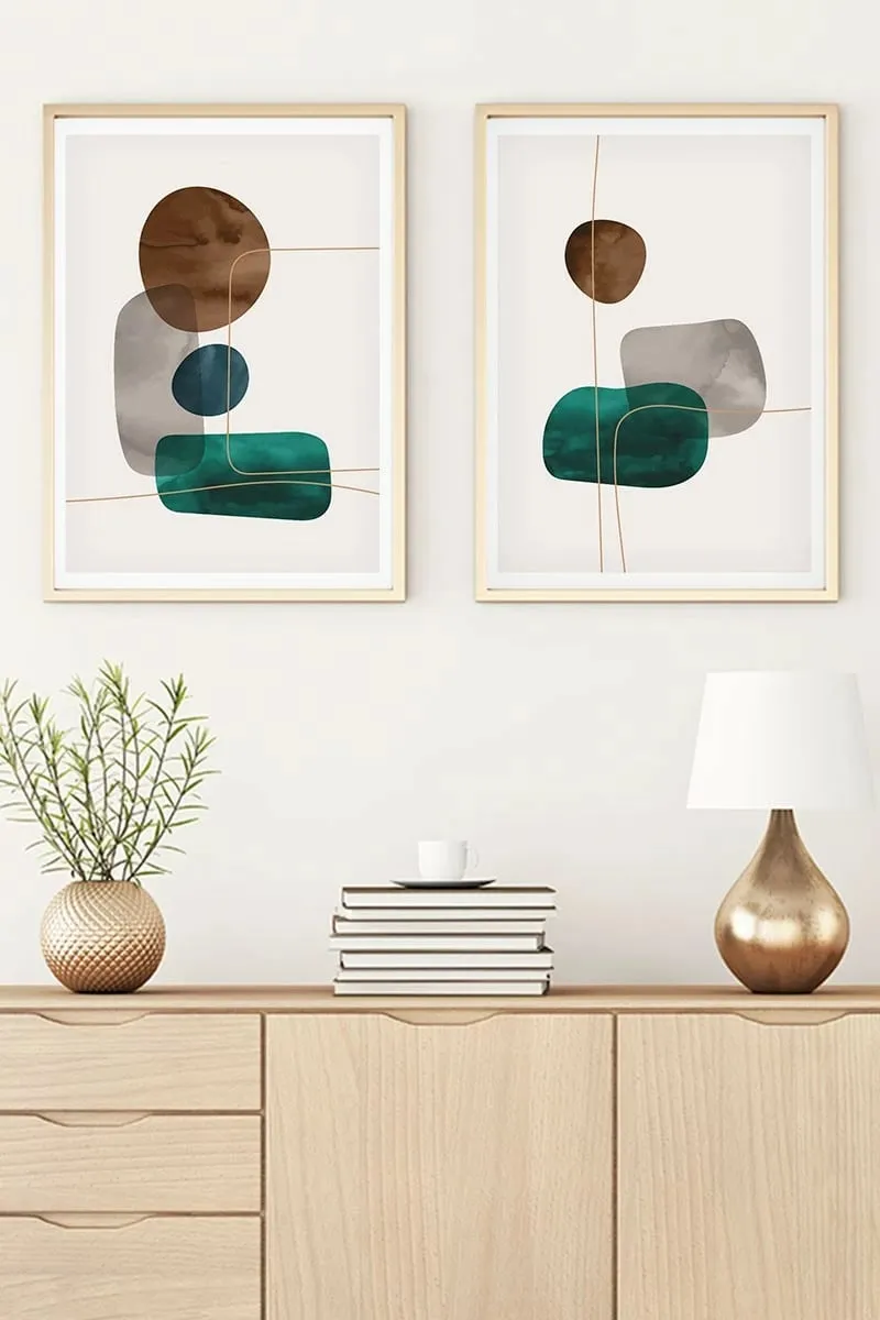 Pikturë dekorative me kornizë MDF (2 copë), Wallity, Huhu29, 50x35cm - 1