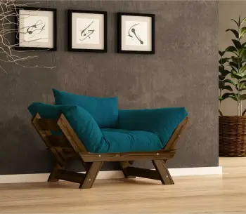 Karrige për kopsht një vend, ngjyrë arre dhe jeshile petrol, Skye Decor, CPT8138-140