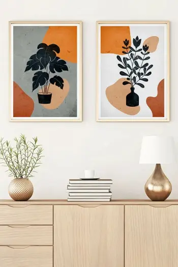 Pikturë dekorative me kornizë MDF (2 copë), Wallity, Huhu48, 50x35cm