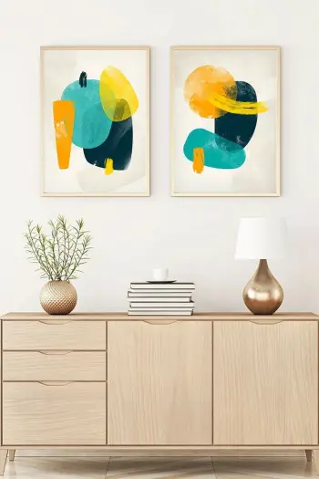 Pikturë dekorative me kornizë, MDF, 2 copë, Wallity, Huhu92, 50x35cm