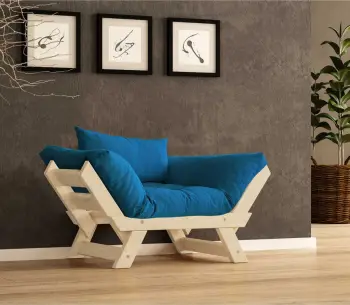 Karrige për kopsht, një vend, Skye Decor, CPT8146-140, ngjyrë natyrale dhe blu