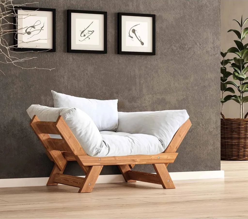 Karrige kopshti një vend, Skye Decor, CPT8151-140, ngjyrë teak dhe e bardhë - 1