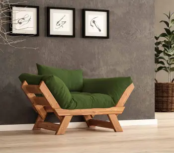 Karrige për kopsht një vend, Skye Decor, CPT8160-140, ngjyrë teak dhe e gjelbër