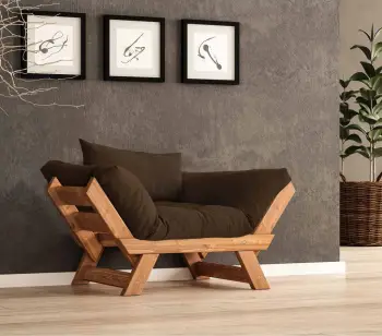 Karrige për kopsht një vend, Skye Decor, CPT8154-140, ngjyrë teak dhe gri
