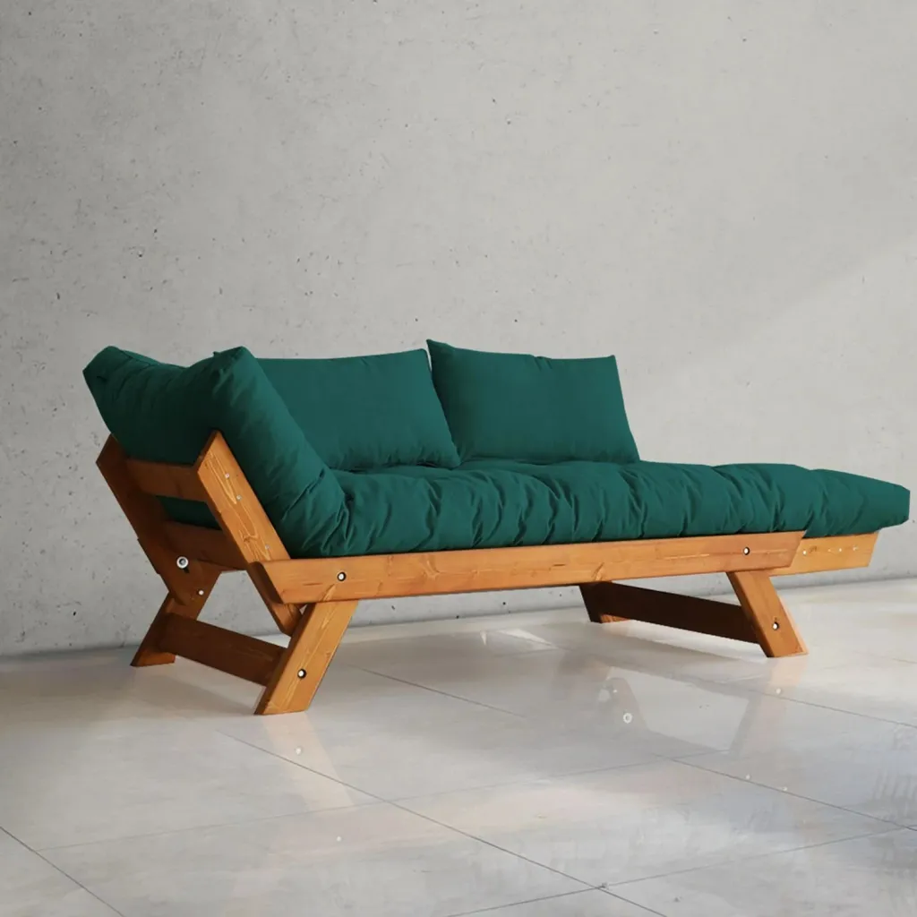 Divan kopshti dy vendësh, Skye Decor, CPT8103-210, ngjyrë teak dhe jeshile petrol - 2