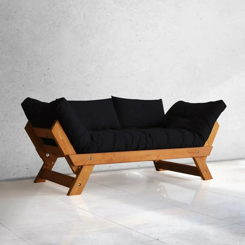Divan kopshti dy vendësh, Skye Decor, CPT8105-210, ngjyrë teak dhe e zezë - 1