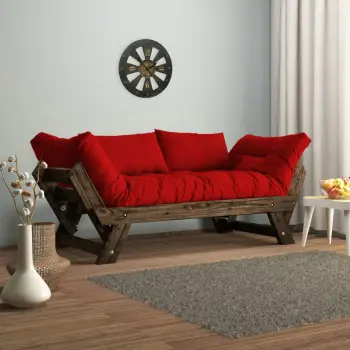 Divan kopshti dy vende, Skye Decor, ngjyrë arre dhe e kuqe, CPT8114-210