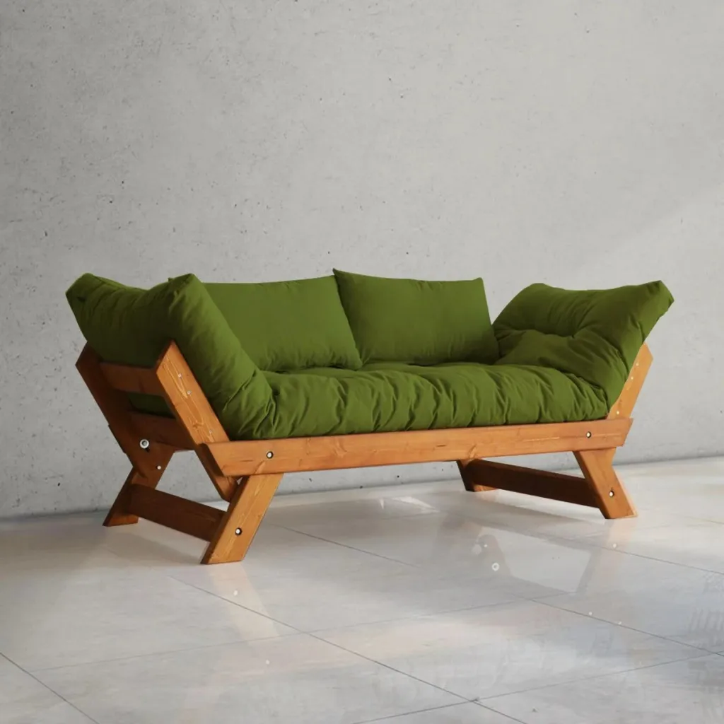 Divan kopshti dy vendesh, Skye Decor, CPT8106-210, ngjyrë teak dhe e gjelbër - 1