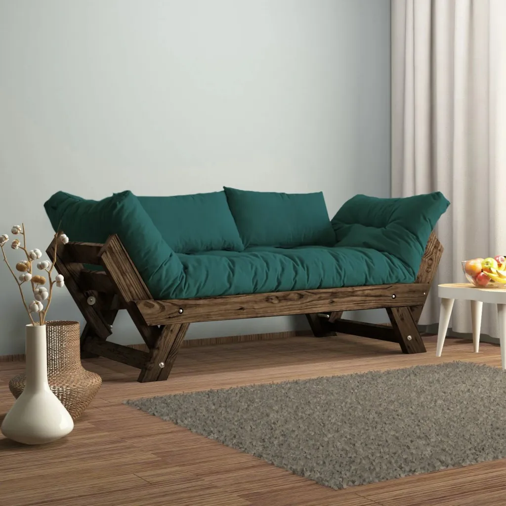 Divan kopshti dy vendësh, Skye Decor, ngjyrë arre dhe jeshile petrol, CPT8116-210 - 1