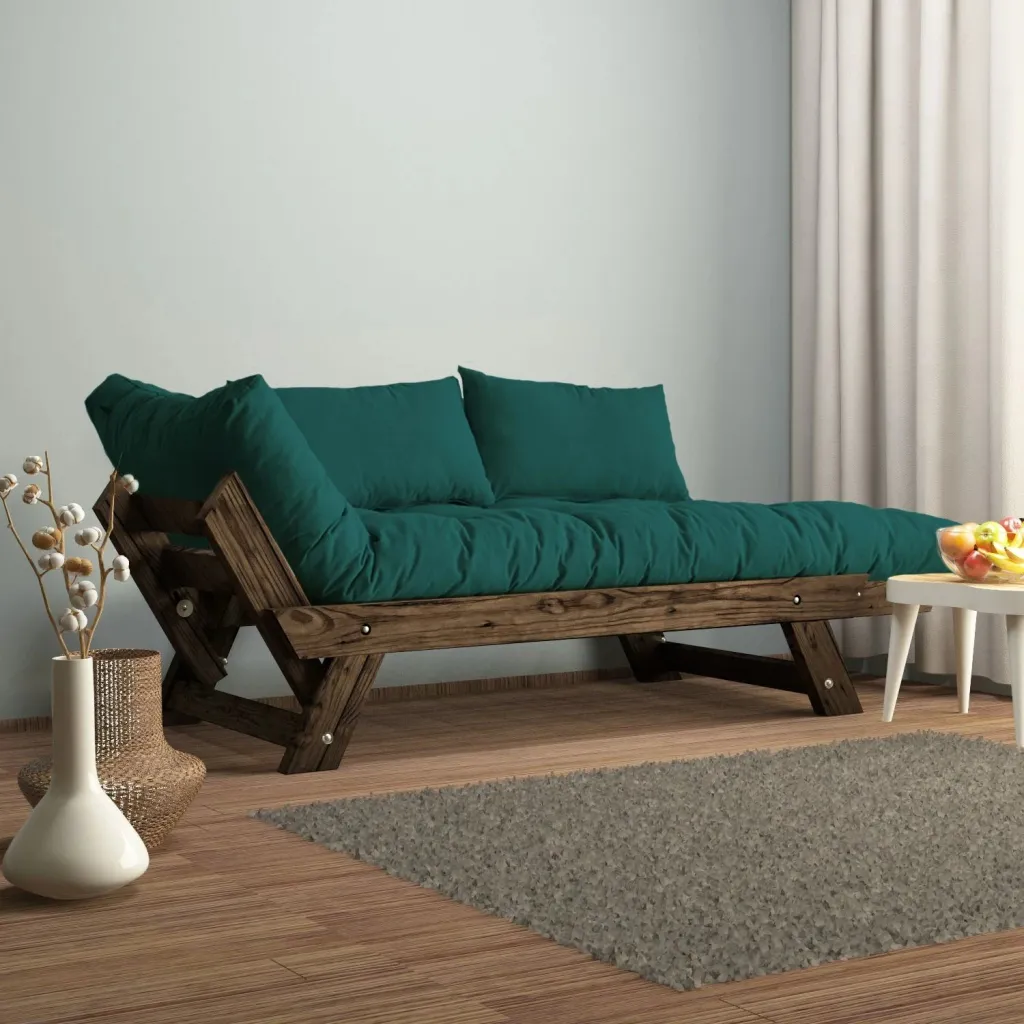 Divan kopshti dy vendësh, Skye Decor, ngjyrë arre dhe jeshile petrol, CPT8116-210 - 2