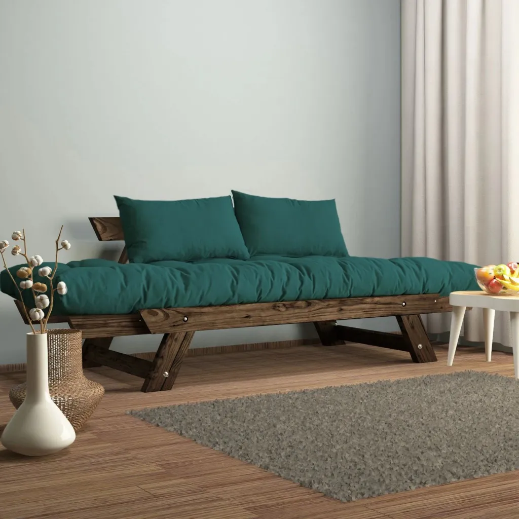 Divan kopshti dy vendësh, Skye Decor, ngjyrë arre dhe jeshile petrol, CPT8116-210 - 3