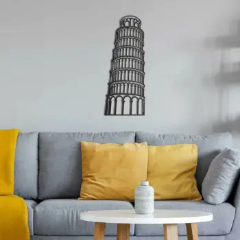 Aksesor dekorativ metalik për mur, Pisa Tower, Wallity, ngjyrë e zezë, 27.5x70cm
