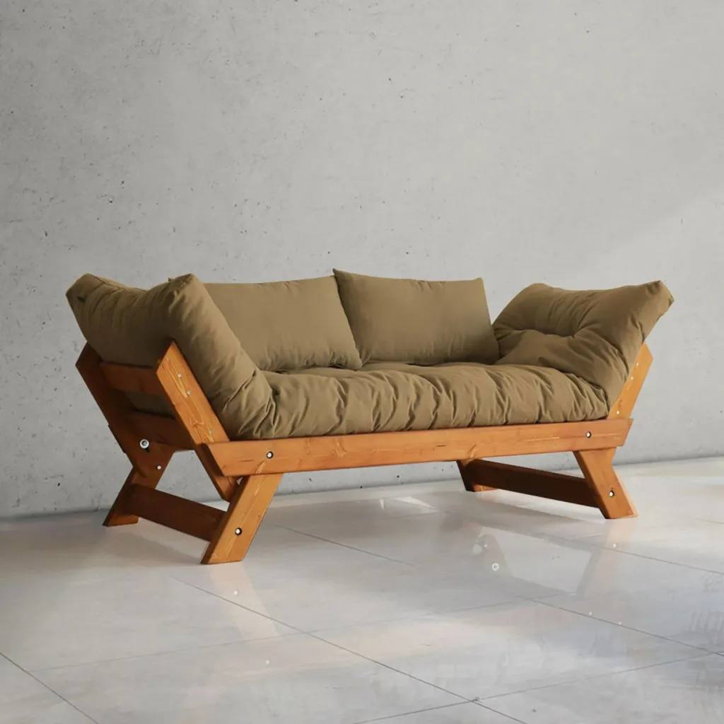 Divan kopshti dy vendësh, Skye Decor, ngjyrë teak dhe camel, CPT8125-210 - 1