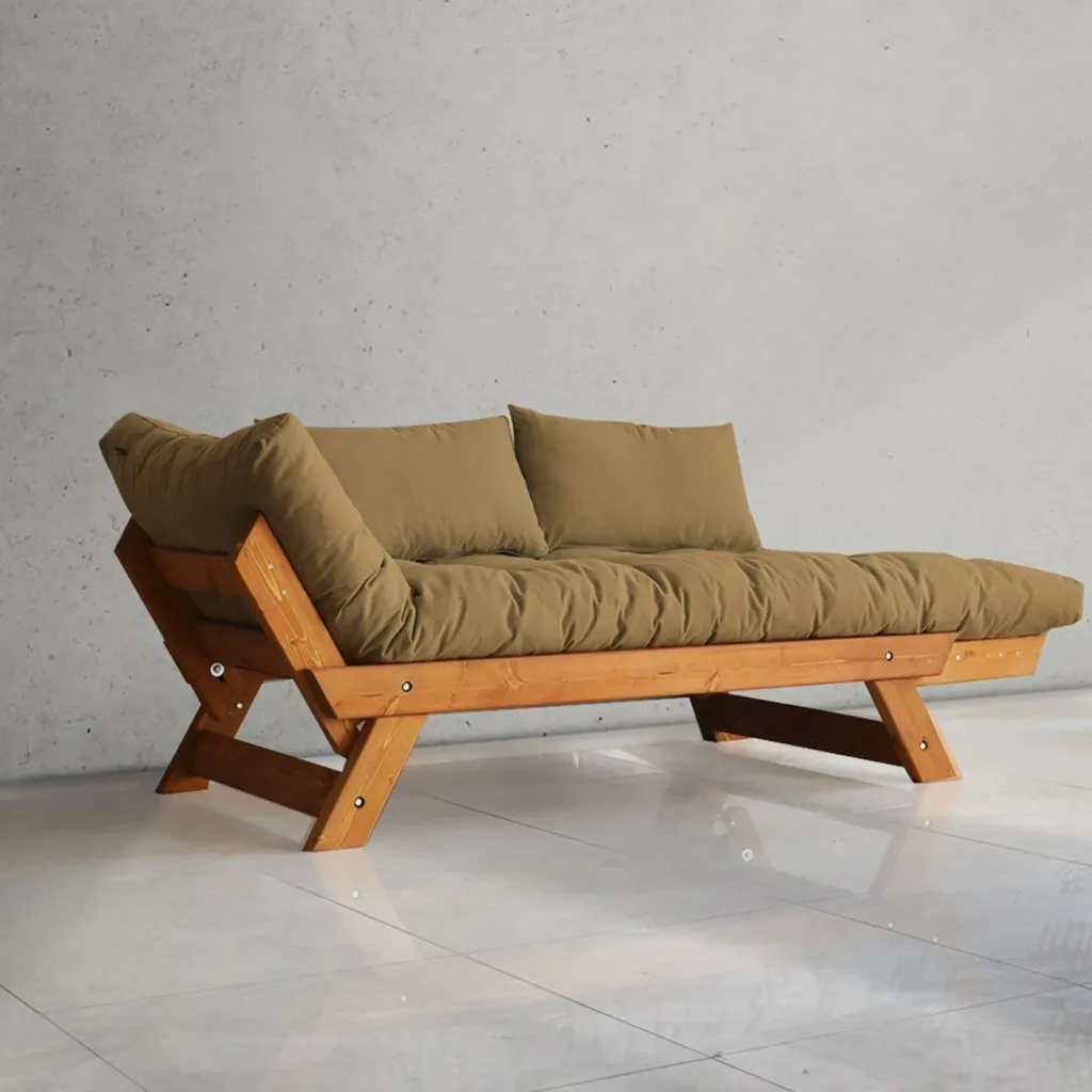 Divan kopshti dy vendësh, Skye Decor, ngjyrë teak dhe camel, CPT8125-210 - 2
